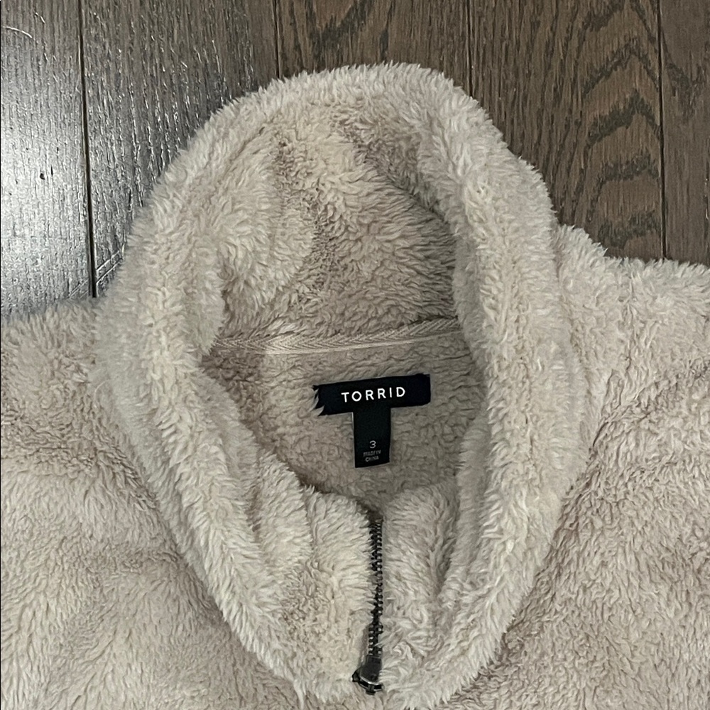 Torrid Off-White Teddy Fleece Jacket